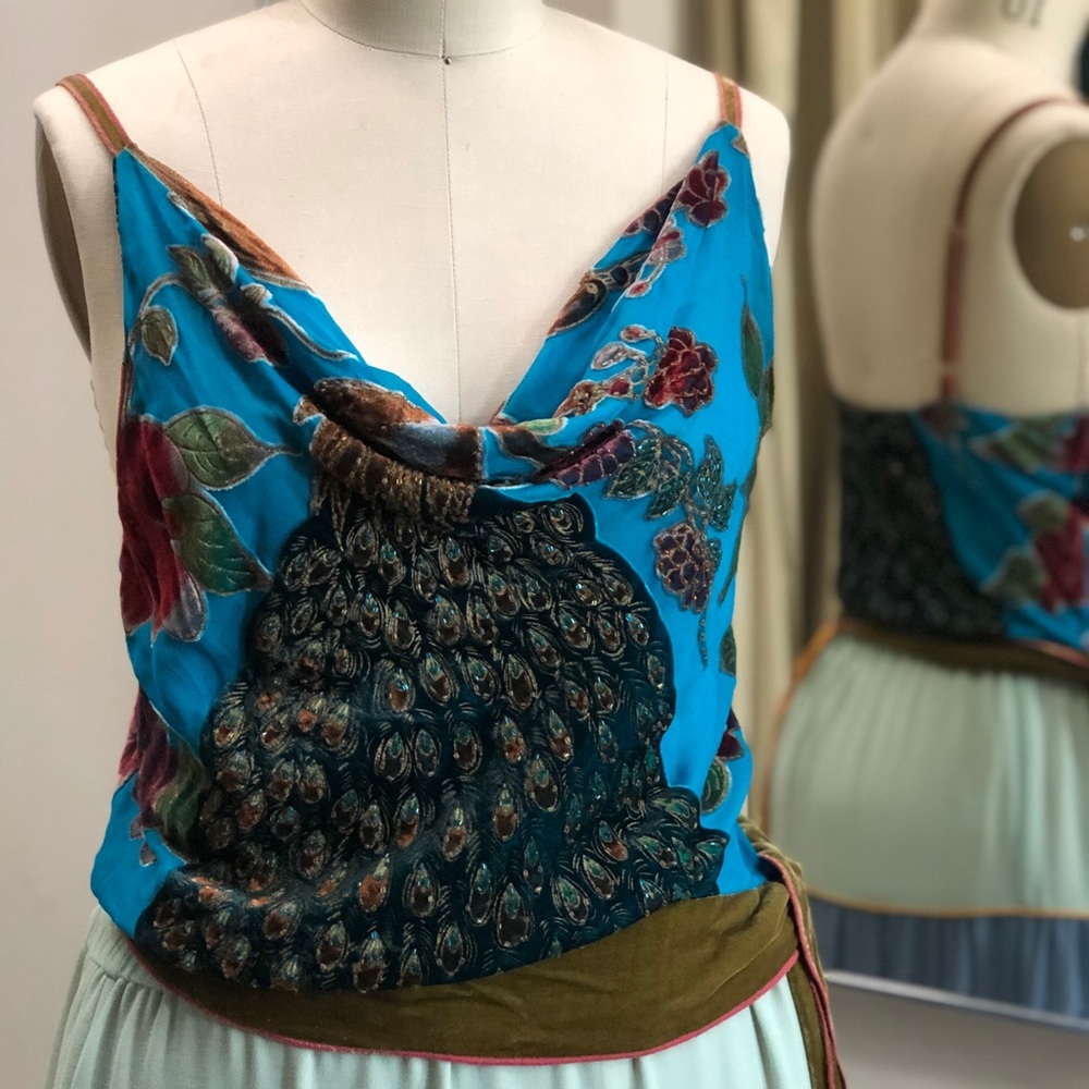 Beaded Silk and velvet top